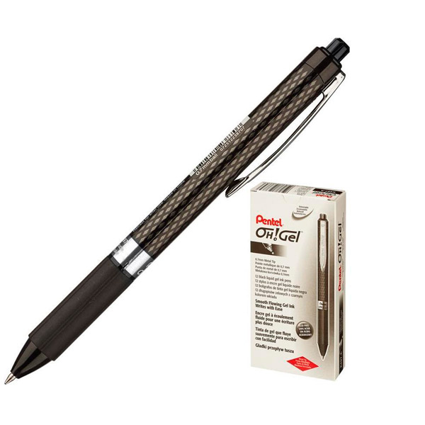 Автоматическая гелевая ручка Pentel, цвет чернил черный, толщина линии письма 0,3 мм, Индия