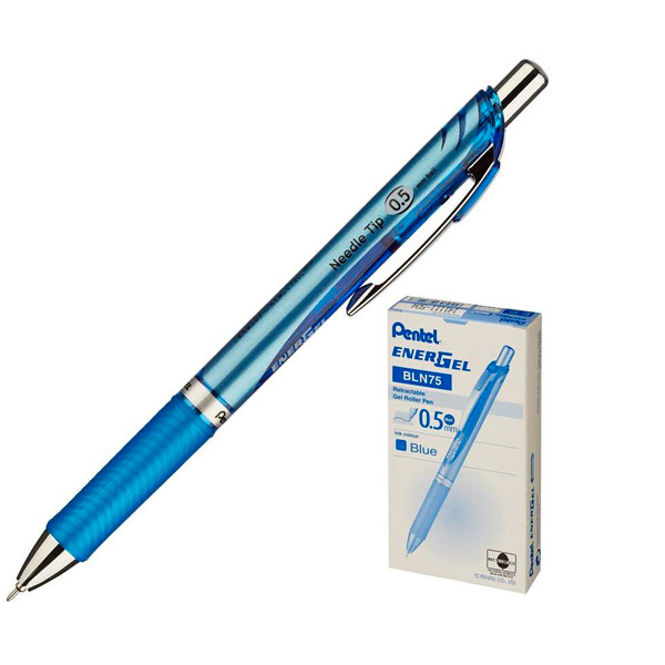 Автоматическая гелевая ручка Pentel, цвет чернил синий, толщина линии письма 0,25 мм, Япония