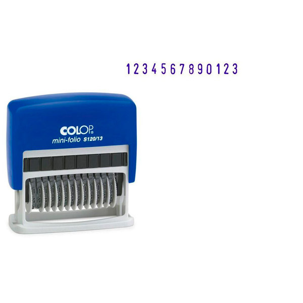 Нумератор Colop, S120/13, 13-разрядный, размер шрифта 3,8 мм, мини, оттиск синий, в комплекте: синяя сменная подушка, Чешская Республика