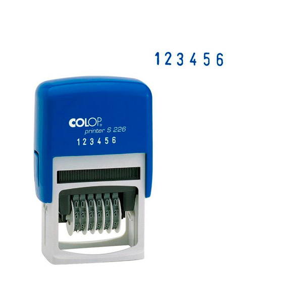 Нумератор Colop, S226, 6-разрядный, размер шрифта 4 мм, оттиск синий, в комплекте: синяя сменная подушка E/200, Чешская Республика