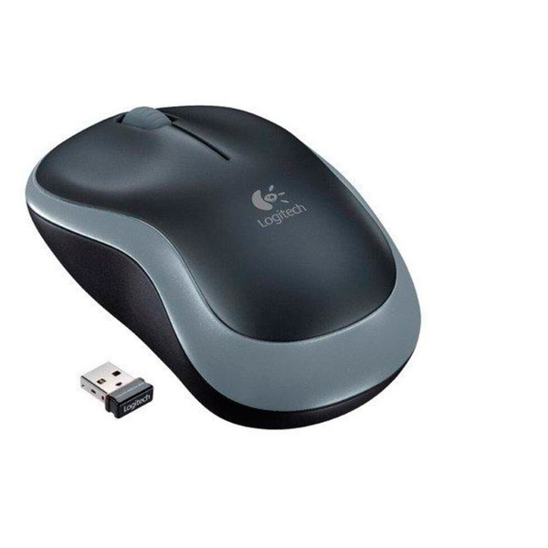 Мышь компьютерная беспроводная, оптическая, Logitech, M185, 910-002238, USB/Wireless, 3 кнопки, цвет серый/черный