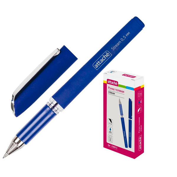 Ручка гелевая одноразовая Attache, G-9800, цвет чернил синий, толщина линии письма 0,5 мм, Китай