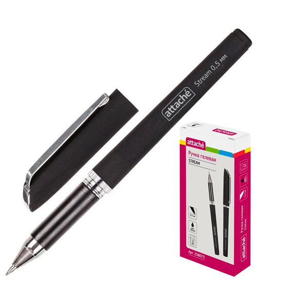 Ручка гелевая одноразовая Attache, G-9800, цвет чернил черный, толщина линии письма 0,5 мм, Китай