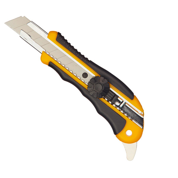 Нож универсальный 18 мм, Attache Selection, фиксатор, цвет желтый, Китай