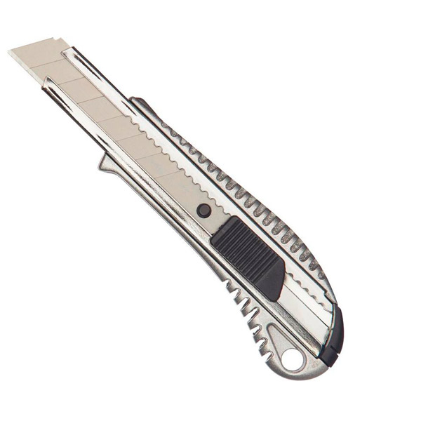 Нож универсальный 18 мм, Attache Selection, фиксатор, цвет металлик, Китай