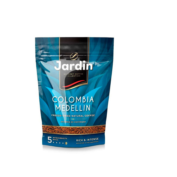 Кофе растворимый, Jardin, "Colombia Medellin", вес  150 г, сублимированный, упаковка вакуумная, Россия