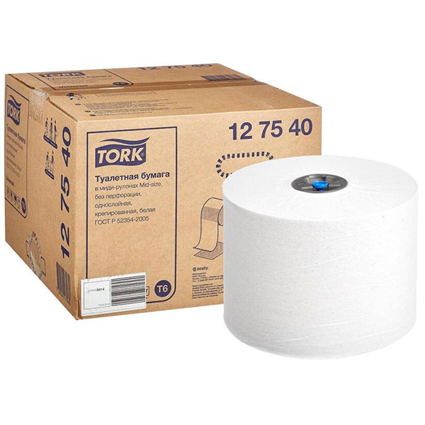 Туалетная бумага в рулонах, Tork, "Universal Mid-size", T6, 1-сл, 27 рул*135 м, цвет белый, 127540
