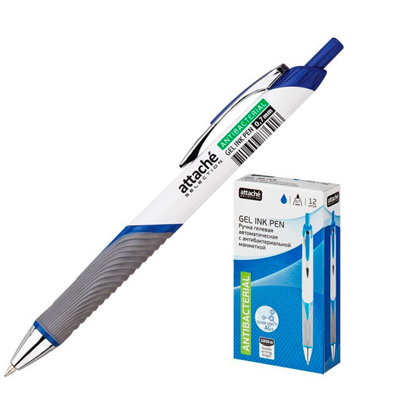 Автоматическая гелевая ручка Attache Selection, цвет чернил синий, толщина линии письма 0,7 мм, Китай