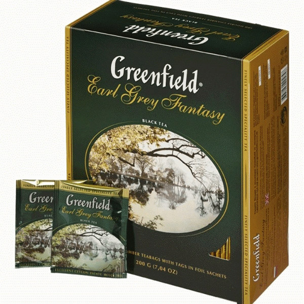 Чай пакетированный Greenfield, "Earl Grey Fantasy", черный, с бергамотом, 100 пакетиков по 2 г, Россия