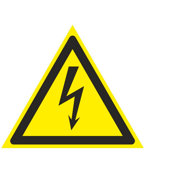 Знак предупреждающий, W08, "Опасность поражения электрическим током", 100*100 мм, самоклеящаяся пленка ПВХ, в упаковке 10 шт., ГАСЗНАК, Россия