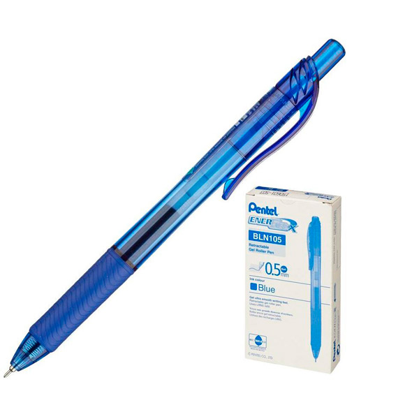 Автоматическая гелевая ручка Pentel, цвет чернил синий, толщина линии письма 0,25 мм, Япония