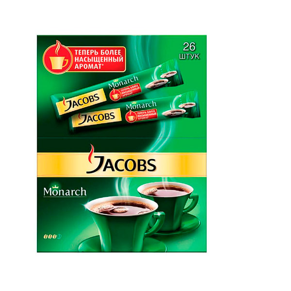 Кофе растворимый порционный, Jacobs, "Monarch", вес 26 пак*1,8 г (упак. 47 г), Россия