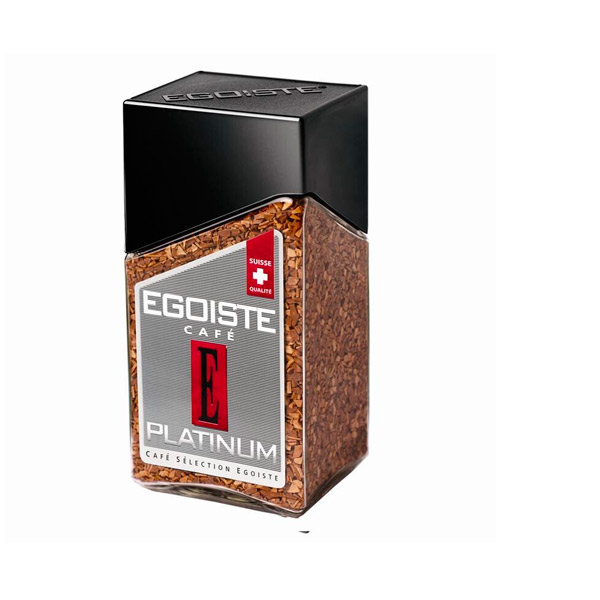 Кофе растворимый, Egoiste, "Platinum", вес  100 г, сублимированный, упаковка стеклянная банка, Швейцария