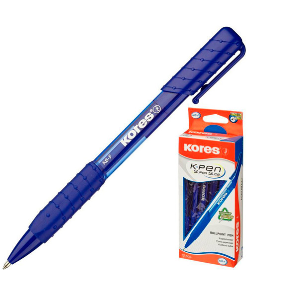 Ручка шариковая автоматическая Kores, K6, цвет чернил синий, толщина линии письма 0,5 мм, синий, Китай