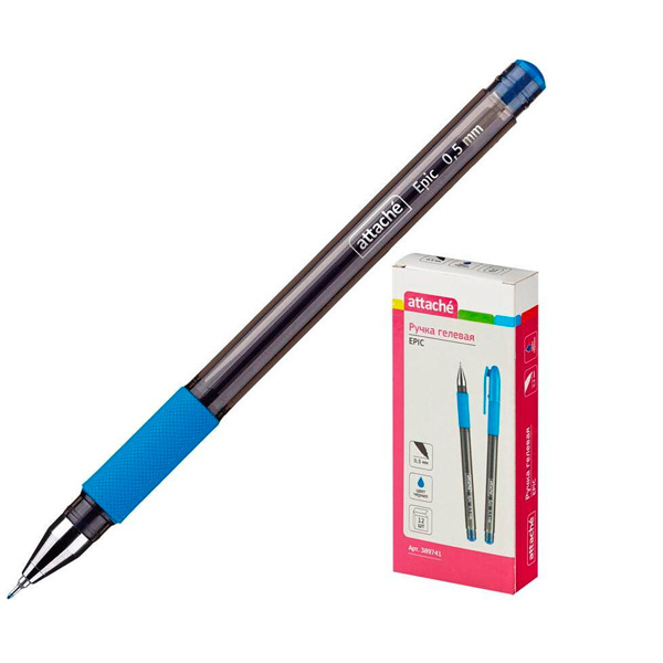 Ручка гелевая одноразовая Attache, "Epic", цвет чернил синий, толщина линии письма 0,5 мм, Китай