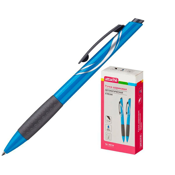 Ручка шариковая автоматическая Attache, "Xtream", цвет чернил синий, толщина линии письма 0,5 мм, синий, Германия