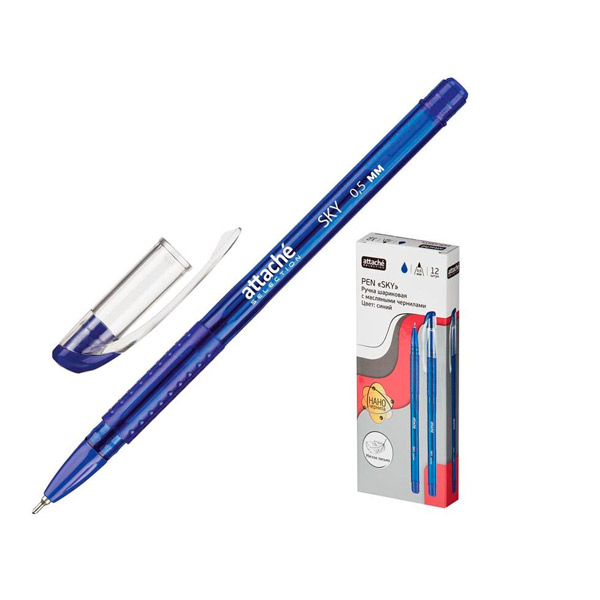 Ручка шариковая Attache Selection, цвет чернил синий, толщина линии письма 0,5 мм, синий, Китай
