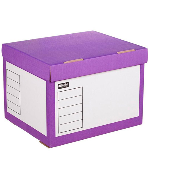 Короб архивный Attache, 414*345*299 мм, с крышкой, гофрокартон, цвет фиолетовый, Россия