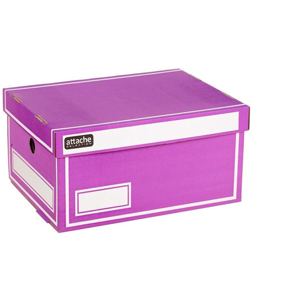 Короб архивный Attache, 240*320*160 мм, с крышкой, микрогофрокартон, цвет фиолетовый, Россия