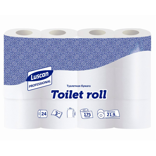 Туалетная бумага 2-сл, 24 рул, Luscan PROFESSIONAL, 396249, 20 м, цвет белый, Россия