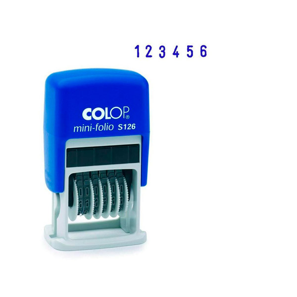 Нумератор Colop, S126, 6-разрядный, размер шрифта 3,8 мм, мини, оттиск синий, в комплекте: синяя сменная подушка Е/10, Чешская Республика