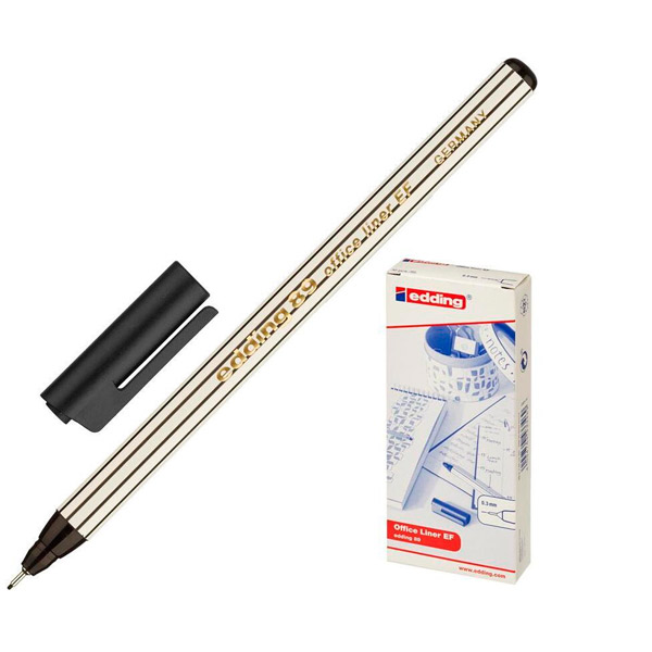 Капиллярная ручка Edding, цвет чернил черный, толщина линии письма 0,3 мм, Германия