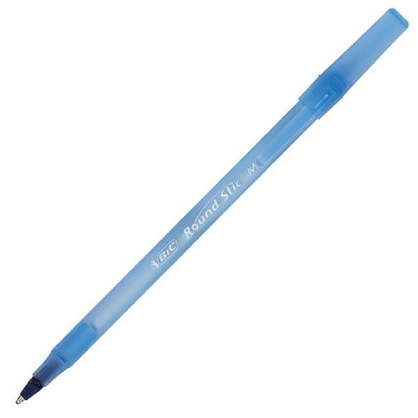 Ручка шариковая одноразовая BIC, "Round Stic", цвет чернил синий, толщина линии письма 0,4 мм, голубой, Мексика