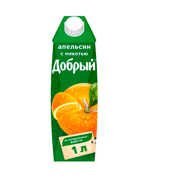 Нектар Добрый, апельсиновый, 1 л, Россия