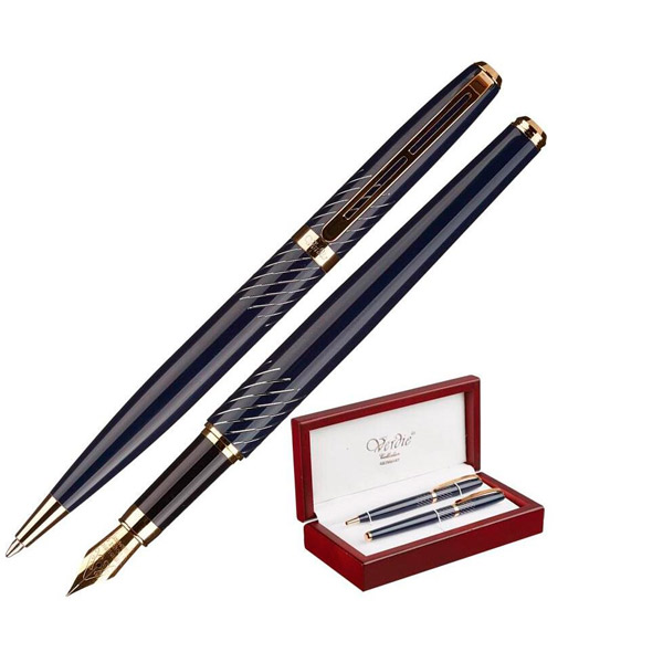 Подарочный набор Verdie, CFB-23W, в комплекте: шариковая ручка, перьевая ручка, цвет синий, Китай