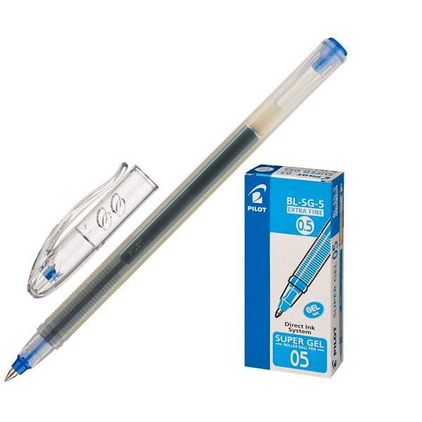 Ручка гелевая одноразовая Pilot, "Super Gel", BL-SG-5, цвет чернил синий, толщина линии письма 0,3 мм, Япония