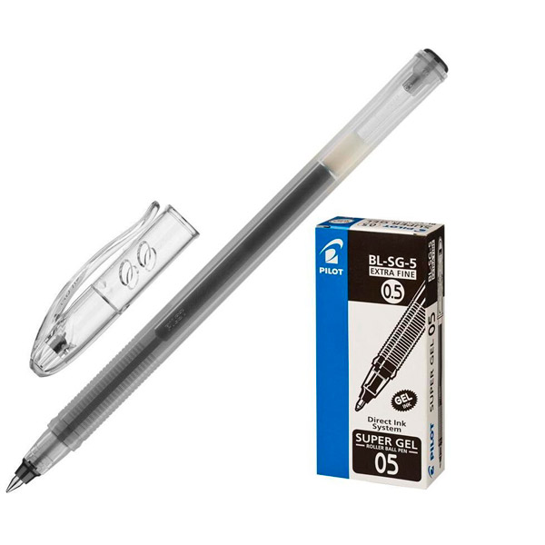 Ручка гелевая одноразовая Pilot, "Super Gel", BL-SG-5, цвет чернил черный, толщина линии письма 0,3 мм, Япония
