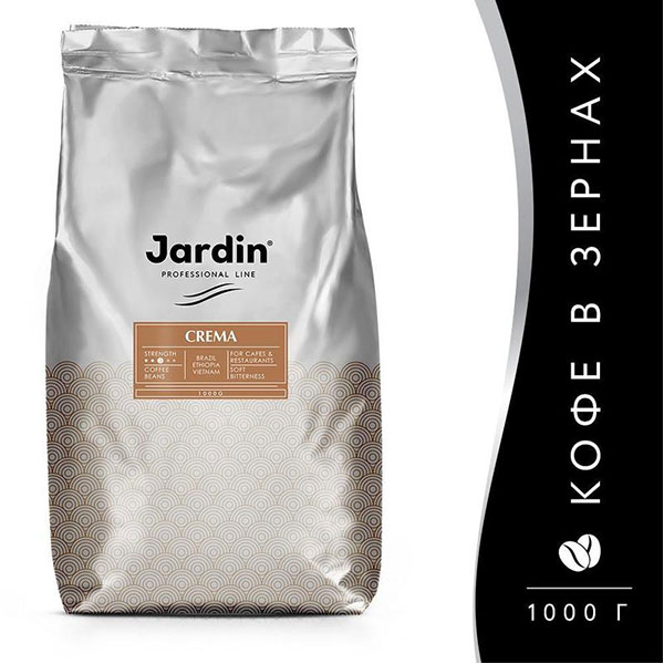 Кофе в зернах Jardin, "Crema", вес 1000 г, 60% Арабика, 40% Робуста, Россия