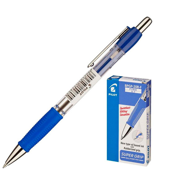 Ручка шариковая автоматическая Pilot, BPGP-20R-F, цвет чернил синий, толщина линии письма 0,32 мм, прозрачный, Япония