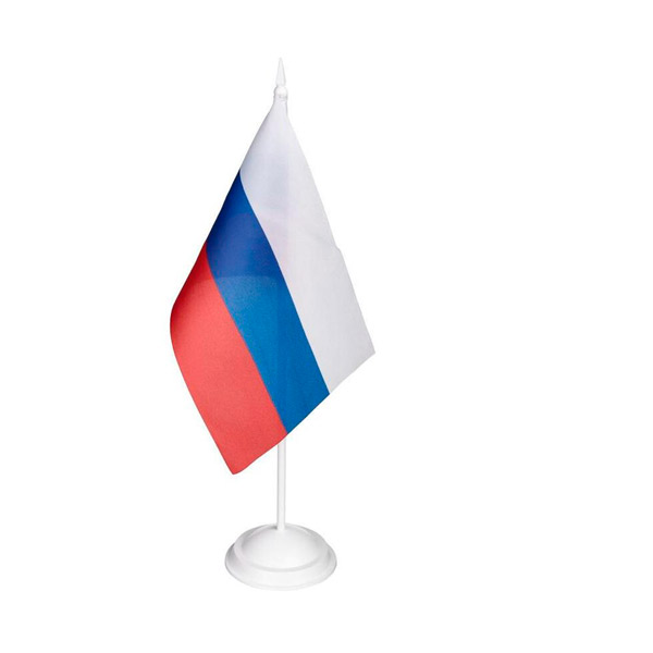 Флаг триколор РФ, 18*12 см, Шелк, настольный, Россия