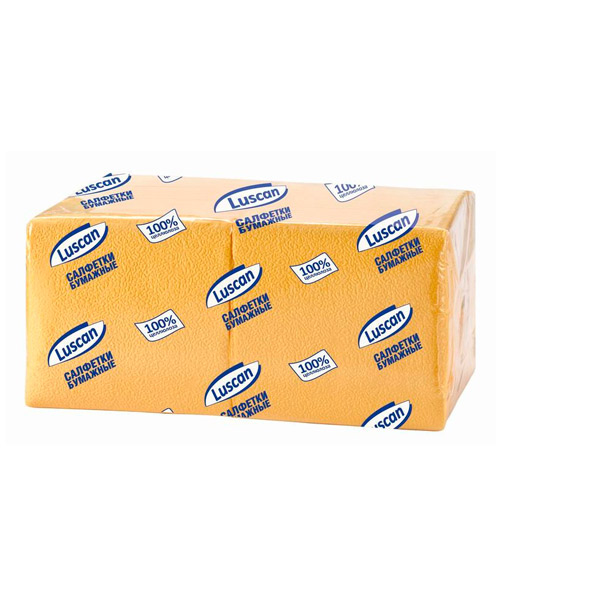 Салфетки бумажные Luscan, "Profi Pack", 400 шт., 1-сл, 24*24 см, цвет желтый, Россия