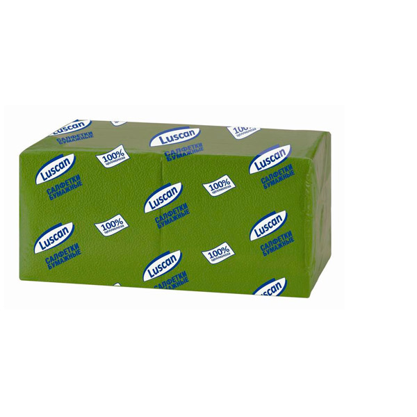 Салфетки бумажные Luscan, "Profi Pack", 400 шт., 1-сл, 24*24 см, цвет зеленый, Россия