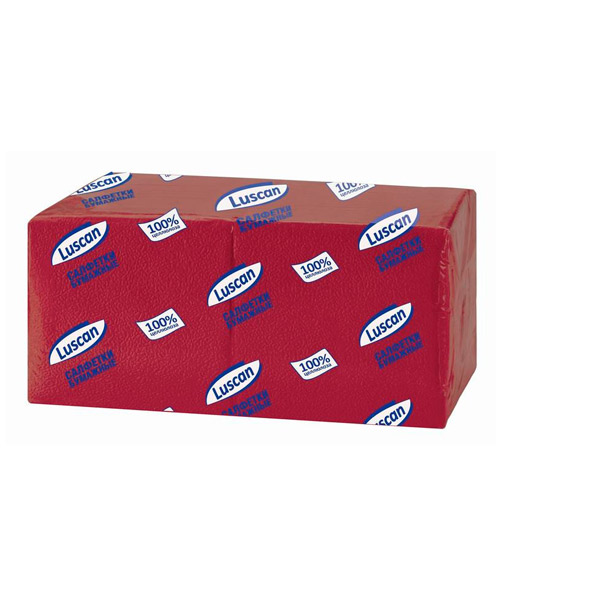 Салфетки бумажные Luscan, "Profi Pack", 400 шт., 1-сл, 24*24 см, цвет бордовый, Россия