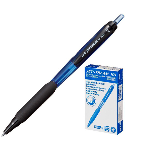 Ручка шариковая автоматическая Uni, "JetStream", SXN-101-07, цвет чернил синий, толщина линии письма 0,35 мм, синий, Япония