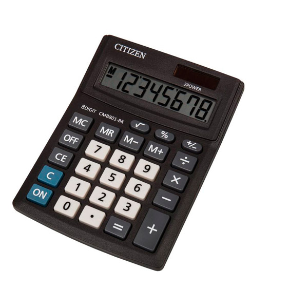 Калькулятор настольный Citizen, Correct SD-208, 8 разрядов, двойное питание, 138x103x24 мм, цвет черный, Филиппины