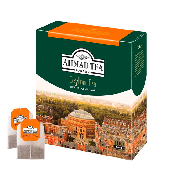 Чай пакетированный Ahmad Tea, "Ceylon Tea", черный цейлонский, 100 пакетиков по 2 г, Россия