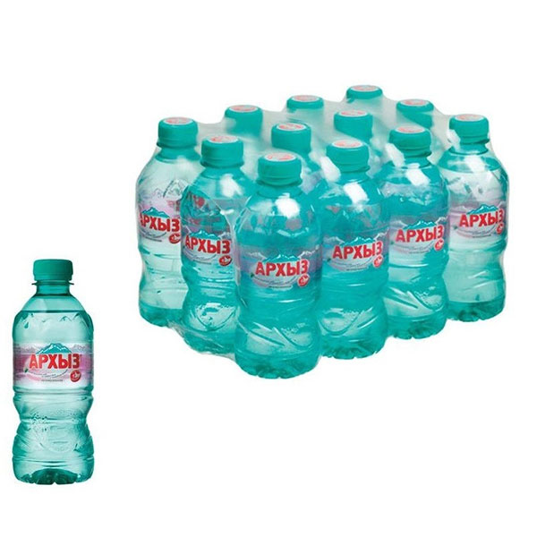 Вода негазированная минеральная, Архыз, 0,33 л, 12 шт, Россия, упаковка пластиковая бутылка