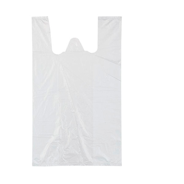 Пакет полиэтиленовый "майка", 25+12*45 см, пл. 12 мкм, комплект 100 шт., цвет белый, Россия
