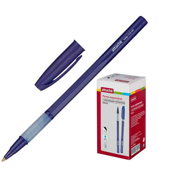 Ручка шариковая Attache, "Indigo", цвет чернил синий, толщина линии письма 0,6 мм, корпус пластик, синий, Китай