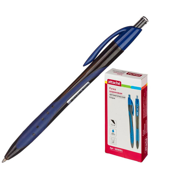 Ручка шариковая автоматическая Attache, цвет чернил синий, толщина линии письма 0,6 мм, синий, Китай