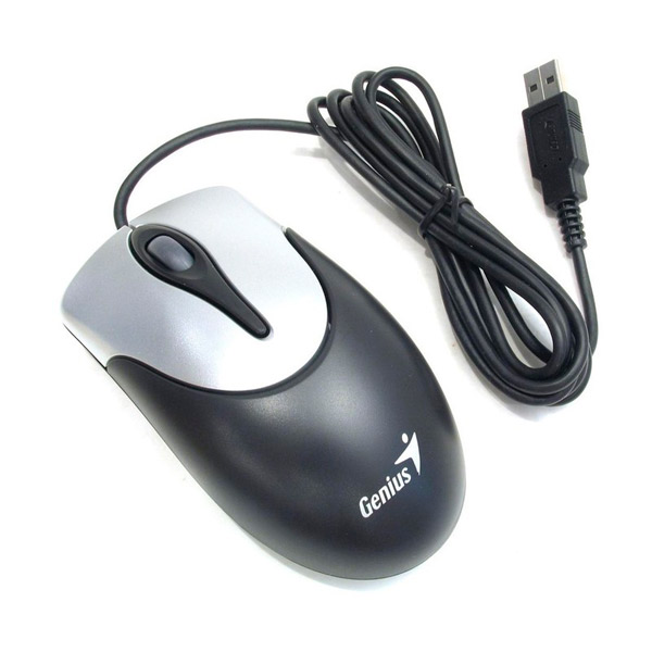Мышь компьютерная проводная, оптическая, Genius, NetScroll 100 V2, usb, 3 кнопки, цвет черный/серый