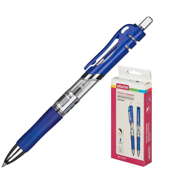 Автоматическая гелевая ручка Attache, цвет чернил синий, толщина линии письма 0,5 мм, Китай