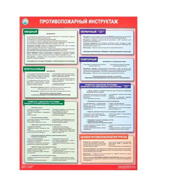 Плакат информационный "Противопожарный инструктаж", ГАСЗНАК, 420*594 мм, Россия