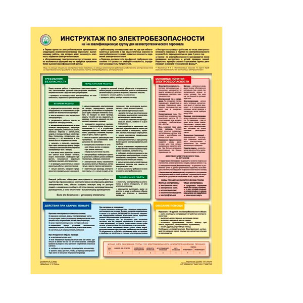 Плакат информационный "Инструктаж по электробезопасности", ГАСЗНАК, 465*610 мм, Россия