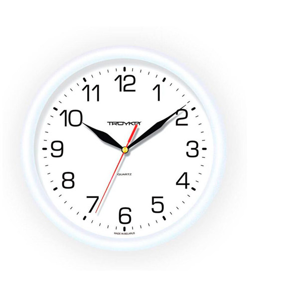 Часы настенные Troyka, 21210213, круглые, цвет рамки белый, циферблат белый, Беларусь
