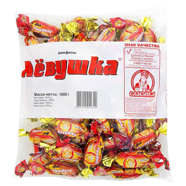 Конфеты шоколадные, Славянка, "Левушка", вес 1000 г, упаковка мягкая упаковка, Россия